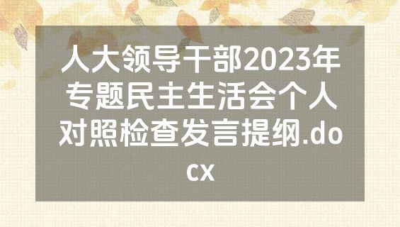 人大领导干部2023年专题民主生活会个人对照检查发言提纲.docx