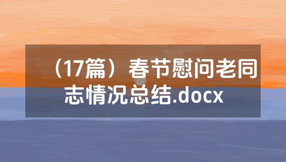 （17篇）春节慰问老同志情况总结.docx