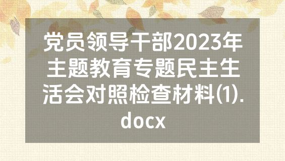 党员领导干部2023年主题教育专题民主生活会对照检查材料(1).docx