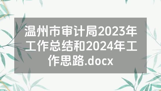 温州市审计局2023年工作总结和2024年工作思路.docx