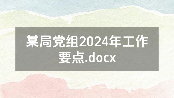 某局党组2024年工作要点.docx