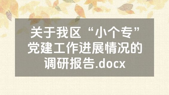 关于我区“小个专”党建工作进展情况的调研报告.docx