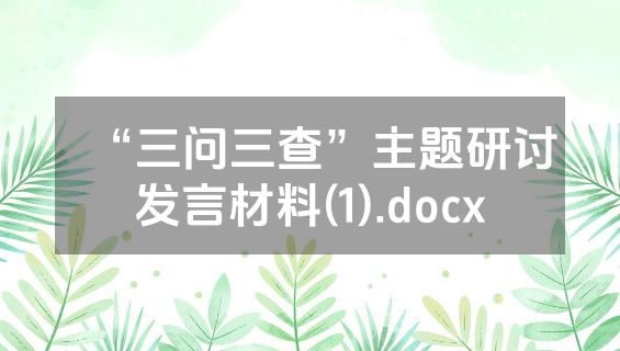 “三问三查”主题研讨发言材料(1).docx