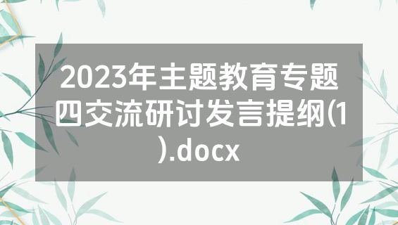 2023年主题教育专题四交流研讨发言提纲(1).docx