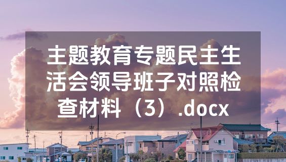 主题教育专题民主生活会领导班子对照检查材料（3）.docx