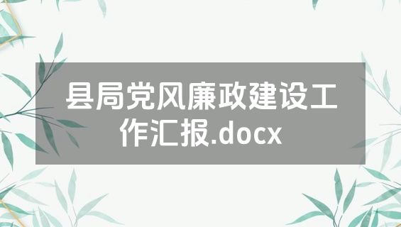 县局党风廉政建设工作汇报.docx