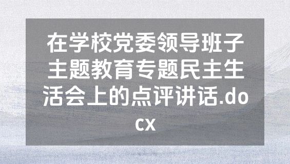 在学校党委领导班子主题教育专题民主生活会上的点评讲话.docx