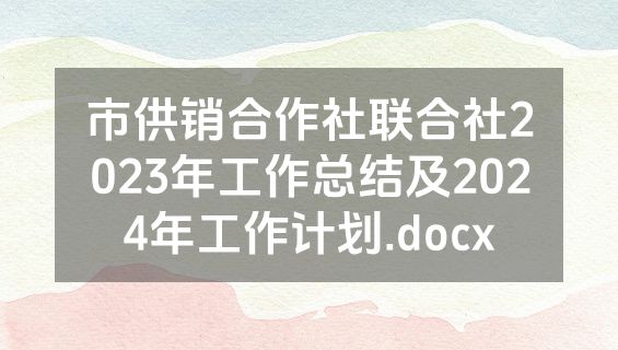 市供销合作社联合社2023年工作总结及2024年工作计划.docx