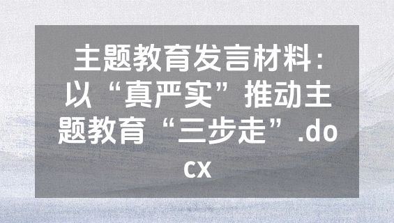 主题教育发言材料：以“真严实”推动主题教育“三步走”.docx