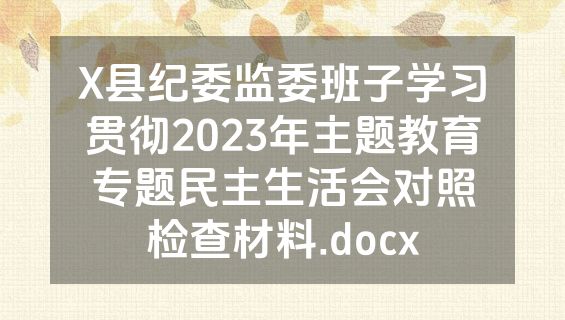 X县纪委监委班子学习贯彻2023年主题教育专题民主生活会对照检查材料.docx