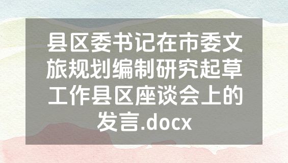 县区委书记在市委文旅规划编制研究起草工作县区座谈会上的发言.docx