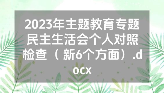 2023年主题教育专题民主生活会个人对照检查（ 新6个方面）.docx