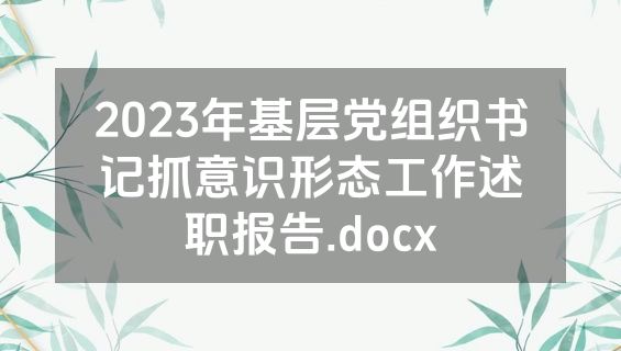 2023年基层党组织书记抓意识形态工作述职报告.docx