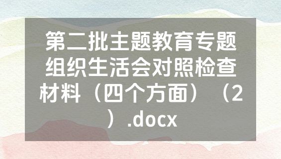 第二批主题教育专题组织生活会对照检查材料（四个方面）（2）.docx