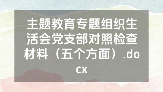 主题教育专题组织生活会党支部对照检查材料（五个方面）.docx