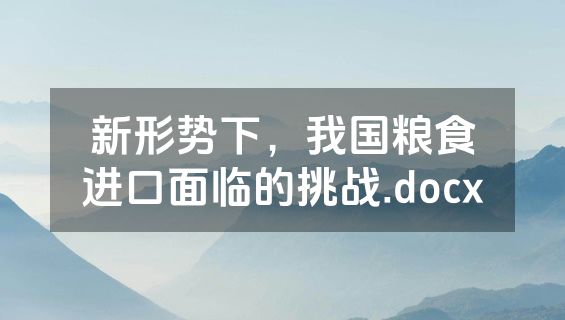 新形势下，我国粮食进口面临的挑战.docx