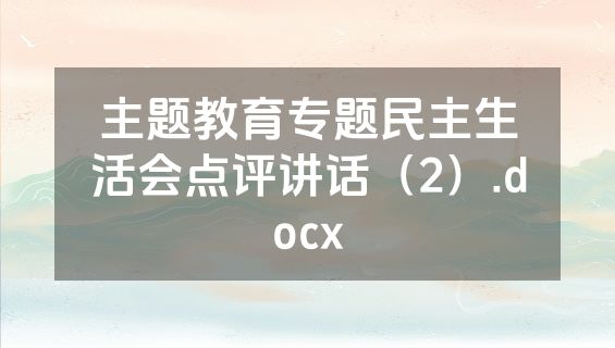 主题教育专题民主生活会点评讲话（2）.docx