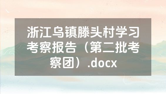 浙江乌镇滕头村学习考察报告（第二批考察团）.docx