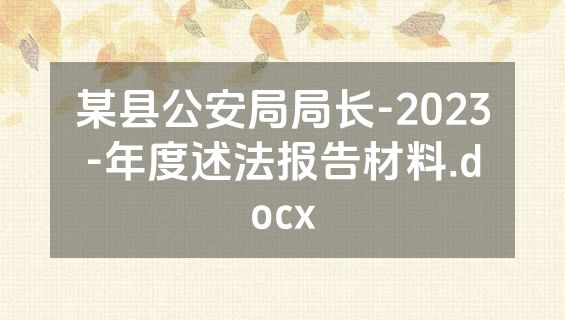 某县公安局局长-2023-年度述法报告材料.docx