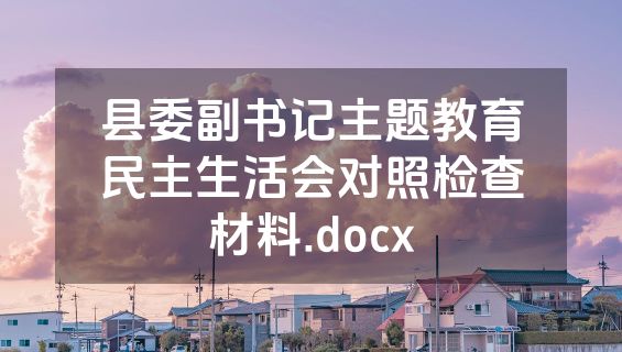 县委副书记主题教育民主生活会对照检查材料.docx