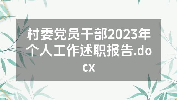 村委党员干部2023年个人工作述职报告.docx