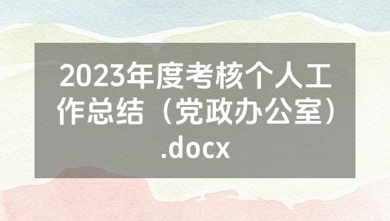 2023年度考核个人工作总结（党政办公室）.docx