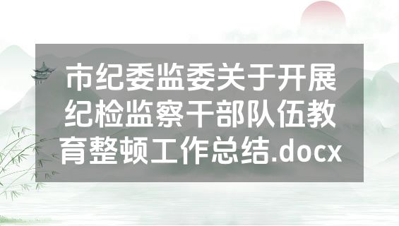 市纪委监委关于开展纪检监察干部队伍教育整顿工作总结.docx