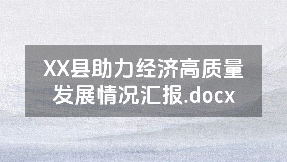 XX县助力经济高质量发展情况汇报.docx