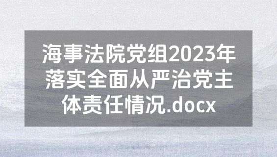 海事法院党组2023年落实全面从严治党主体责任情况.docx