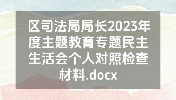 区司法局局长2023年度主题教育专题民主生活会个人对照检查材料.docx