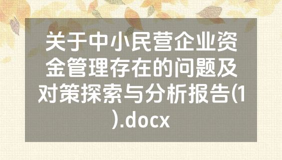 关于中小民营企业资金管理存在的问题及对策探索与分析报告(1).docx