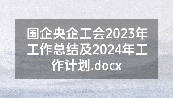 国企央企工会2023年工作总结及2024年工作计划.docx
