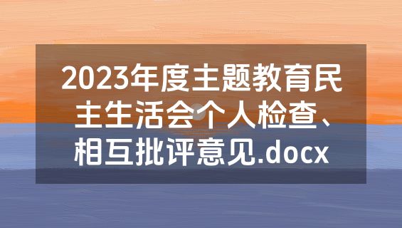 2023年度主题教育民主生活会个人检查、相互批评意见.docx