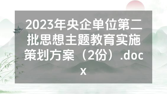 2023年央企单位第二批思想主题教育实施策划方案（2份）.docx