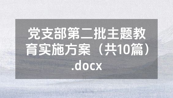 党支部第二批主题教育实施方案（共10篇）.docx
