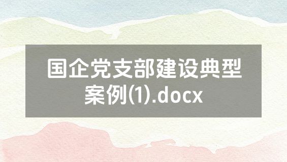 国企党支部建设典型案例(1).docx