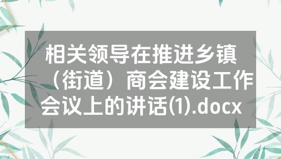 相关领导在推进乡镇（街道）商会建设工作会议上的讲话(1).docx