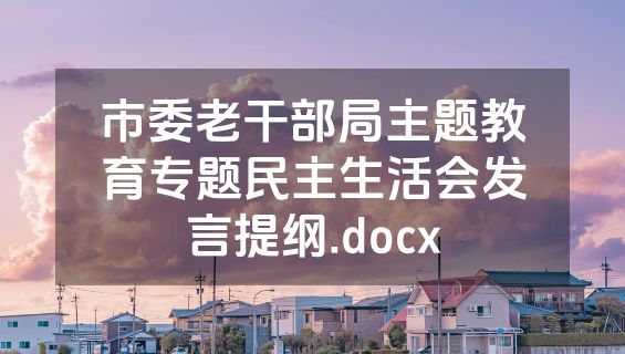 市委老干部局主题教育专题民主生活会发言提纲.docx