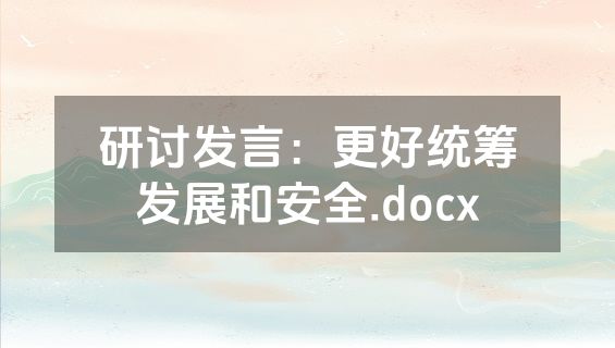 研讨发言：更好统筹发展和安全.docx