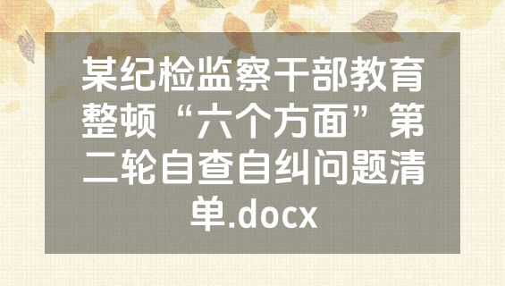 某纪检监察干部教育整顿“六个方面”第二轮自查自纠问题清单.docx
