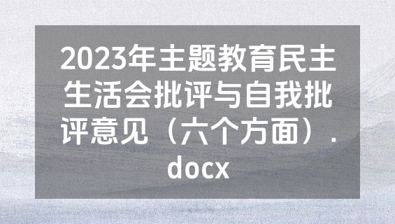 2023年主题教育民主生活会批评与自我批评意见（六个方面）.docx