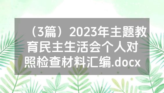 （3篇）2023年主题教育民主生活会个人对照检查材料汇编.docx