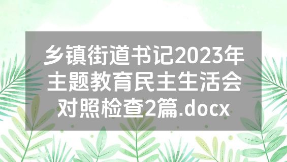 乡镇街道书记2023年主题教育民主生活会对照检查2篇.docx