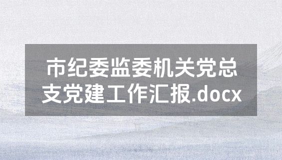 市纪委监委机关党总支党建工作汇报.docx