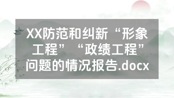 XX防范和纠新“形象工程”“政绩工程”问题的情况报告.docx