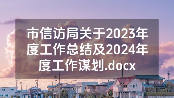 市信访局关于2023年度工作总结及2024年度工作谋划.docx