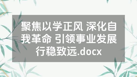 聚焦以学正风 深化自我革命 引领事业发展行稳致远.docx