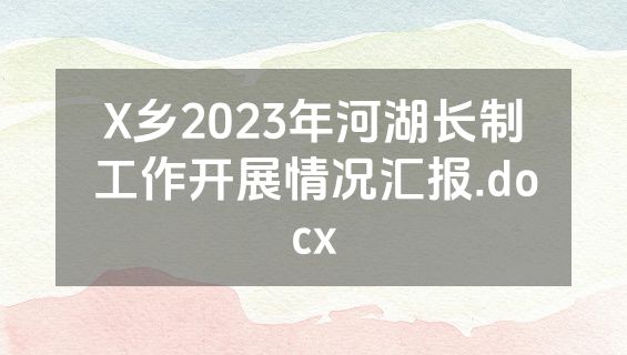 X乡2023年河湖长制工作开展情况汇报.docx