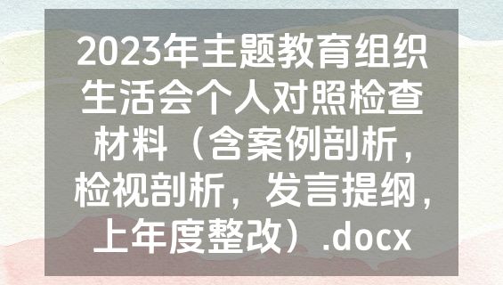 2023年主题教育组织生活会个人对照检查材料（含案例剖析，检视剖析，发言提纲，上年度整改）.docx