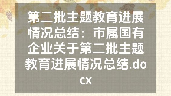 第二批主题教育进展情况总结：市属国有企业关于第二批主题教育进展情况总结.docx